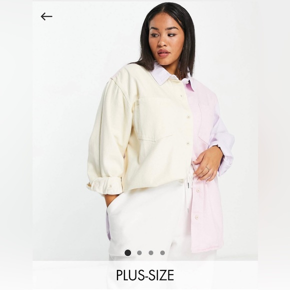 ASOS Curve Tops - ASOS/MISSGUIDED Plus shirt in pastel pink color block
